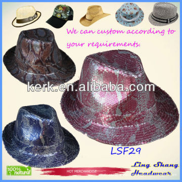 2013 populäre Sequins Hut billige Fabric Fedora Hut Sequin Cowboy Hut, LSF29